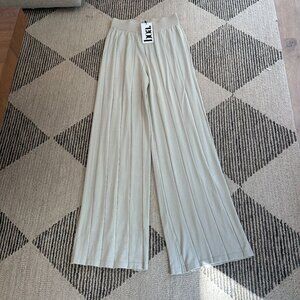 NWT Boa Ribbed Knit Wide Leg Pants Womens Size XL color: Oyster